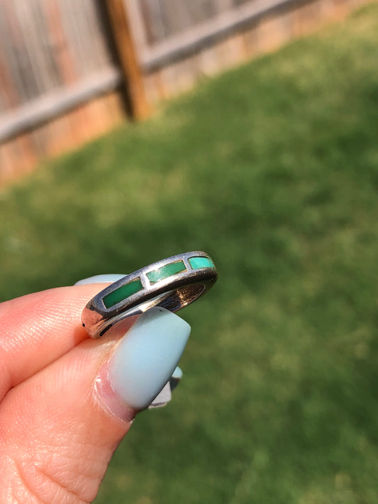 Vintage Sterling Silver Turquoise Inlay Ring