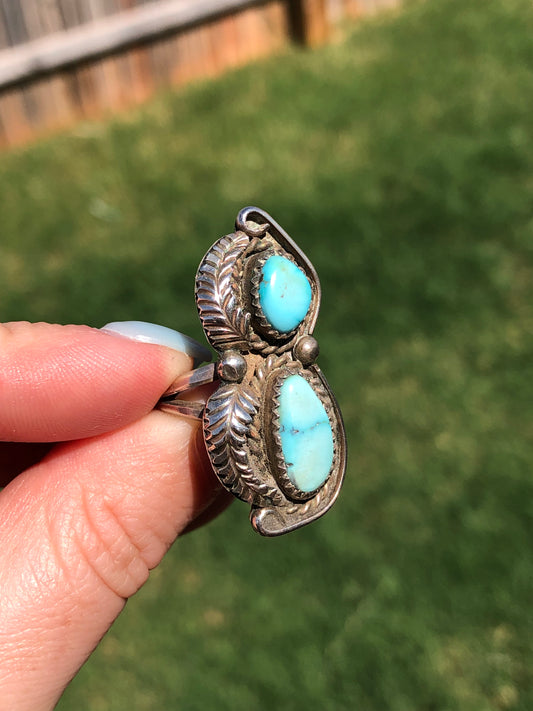 Vintage Sterling Silver Turquoise Signed Ring