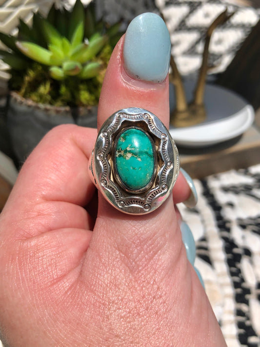 Vintage Sterling Turquoise Signed Ring