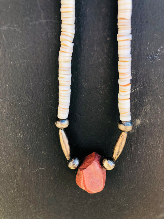 Sterling Coral Bead Necklace