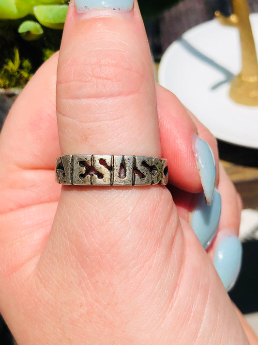 Sterling Jesus Ring