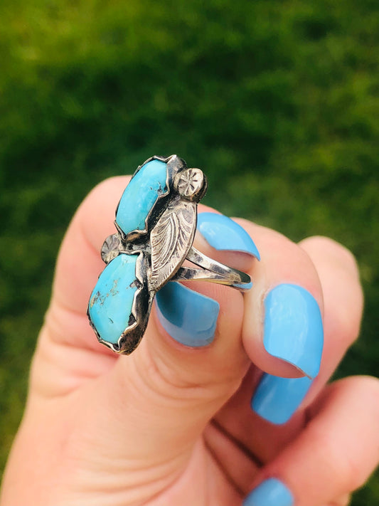 Old Pawn Sterling Silver Turquoise Ring