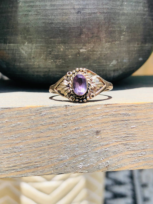 Sterling Dainty Amethyst Ring