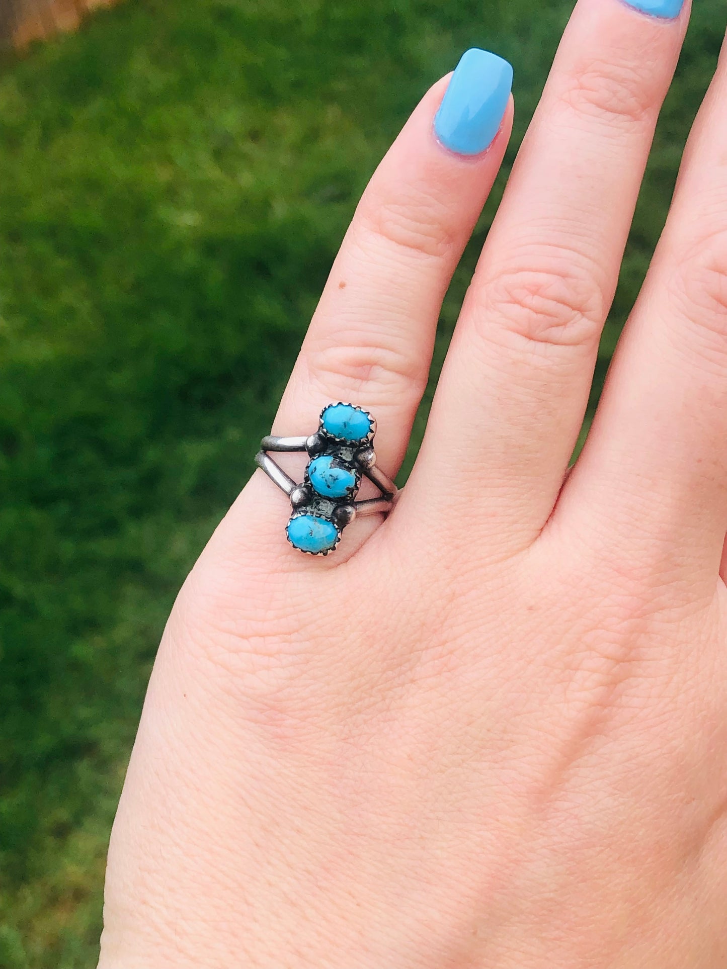 Silver and Triple Turquoise Ring