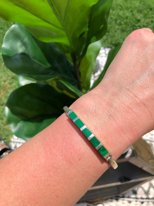 Sterling Silver Malachite Bracelet