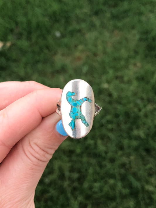 Vintage Sterling Turquoise Horse Ring