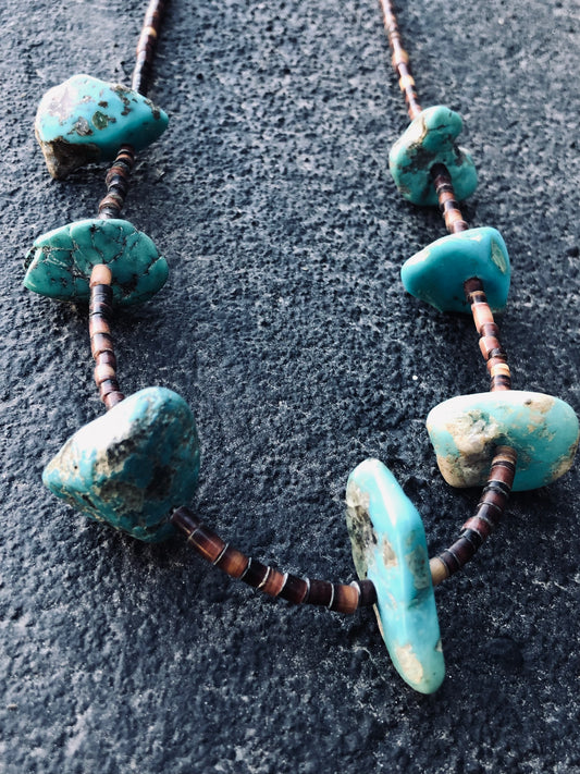 Vintage Turquoise + Heishi Necklace