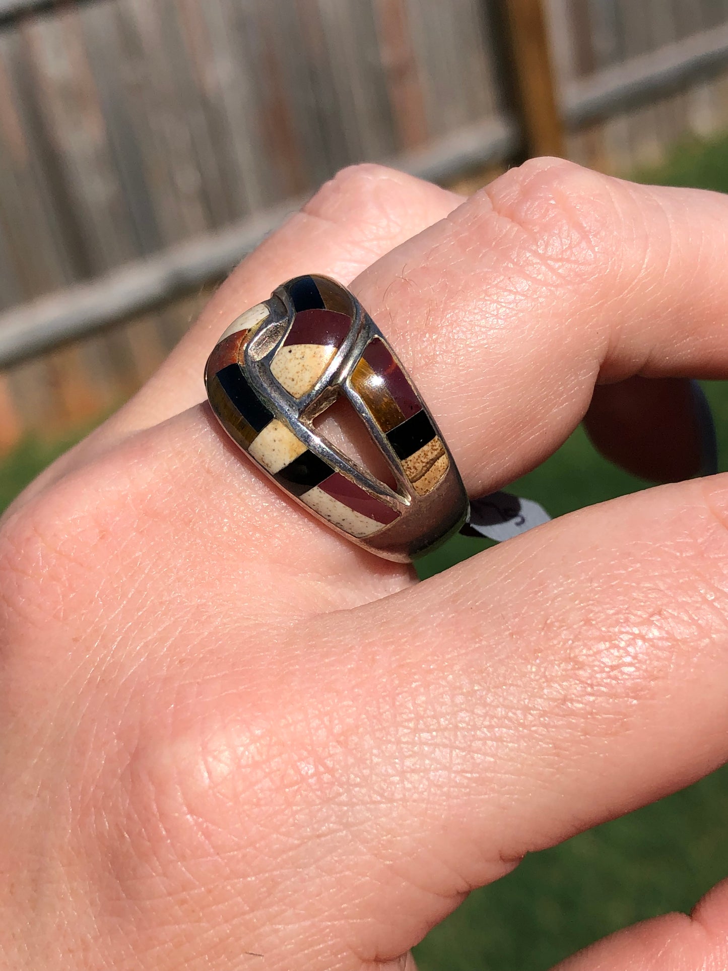 Sterling Silver Tigers Eye & Agate Ring