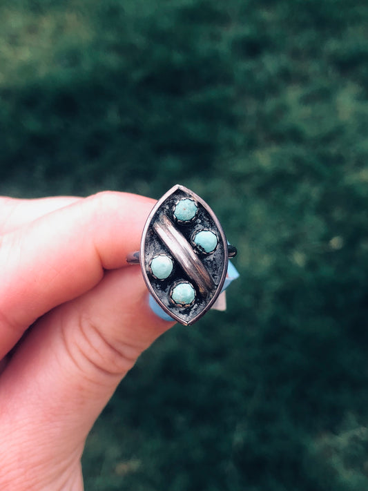 Old Pawn Vintage Sterling Silver Turquoise Ring