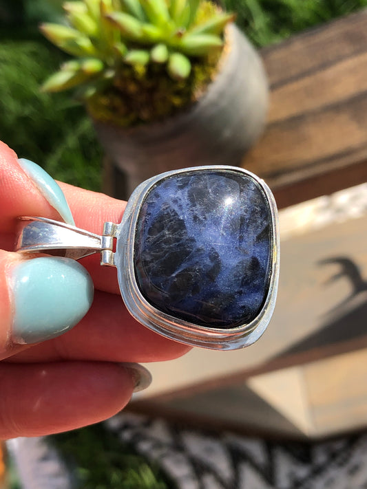 Sterling Blue Agate Pendant