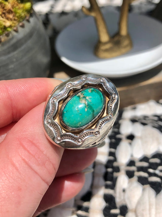 Vintage Sterling Turquoise Signed Ring