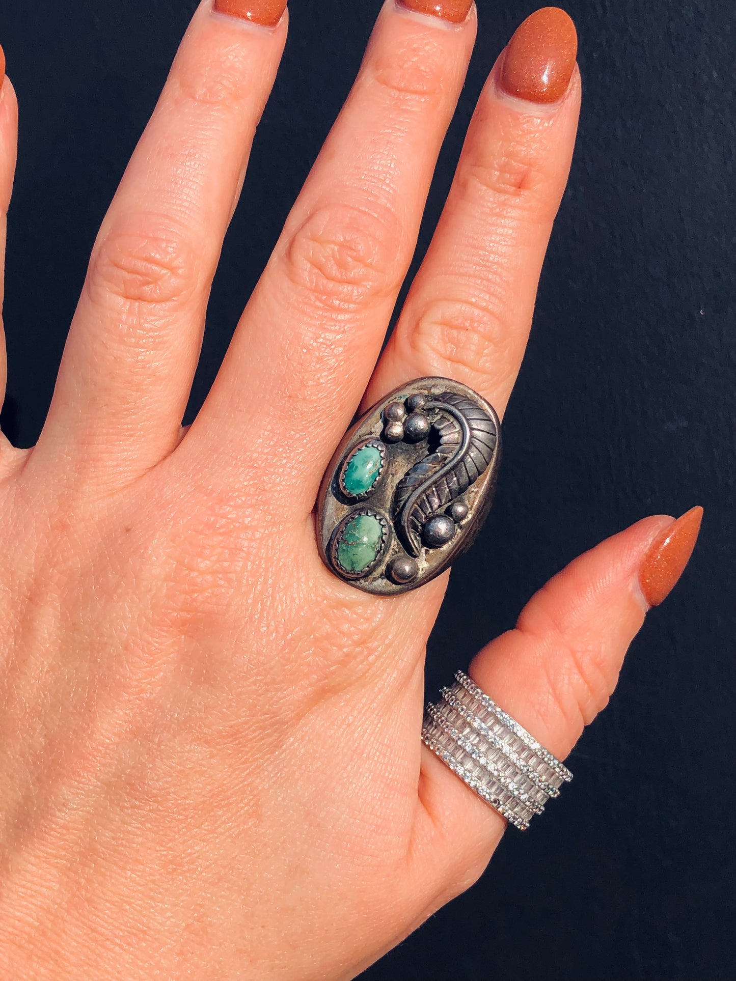 Vintage Sterling Green Turquoise Ring