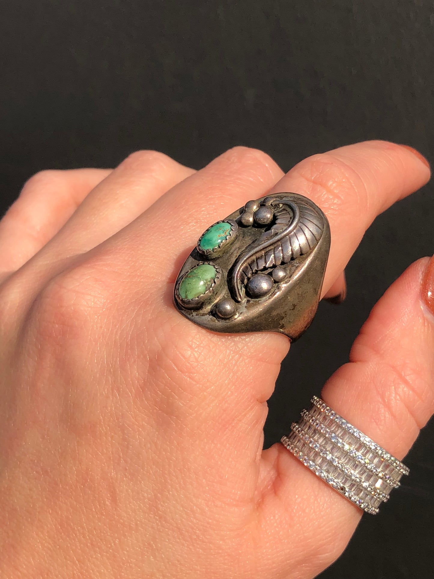 Vintage Sterling Green Turquoise Ring