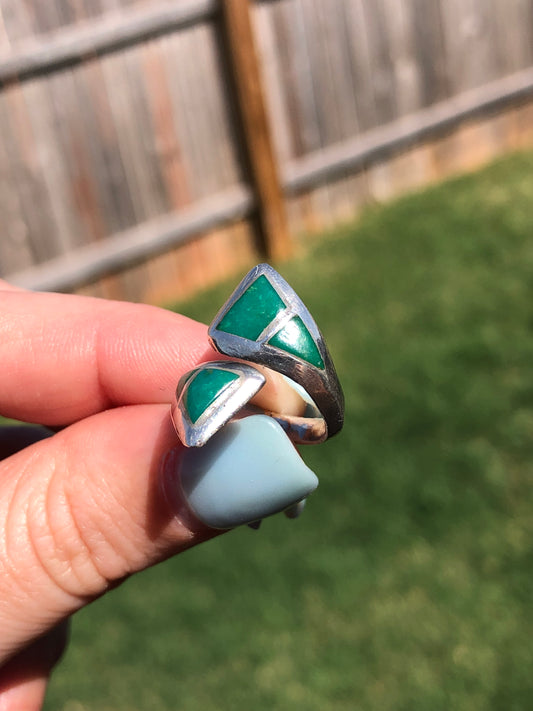 Sterling Silver Turquoise Inlay Wrap Ring