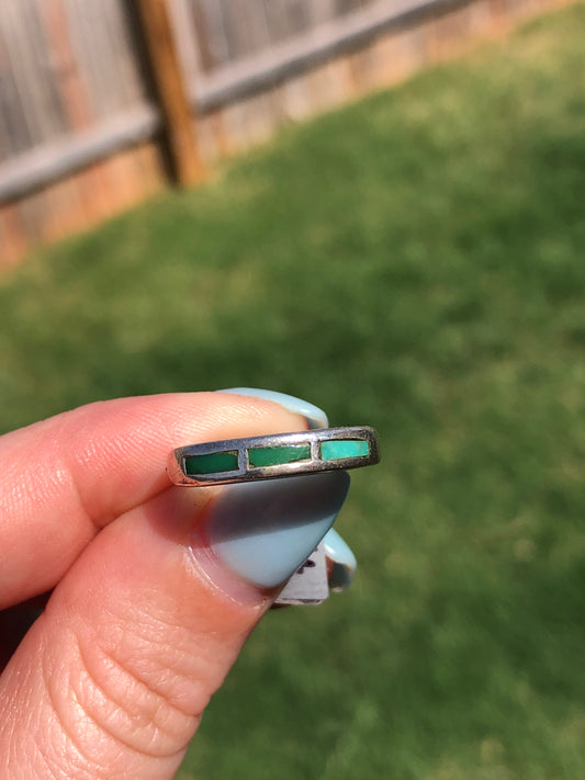 Vintage Sterling Silver Turquoise Inlay Ring