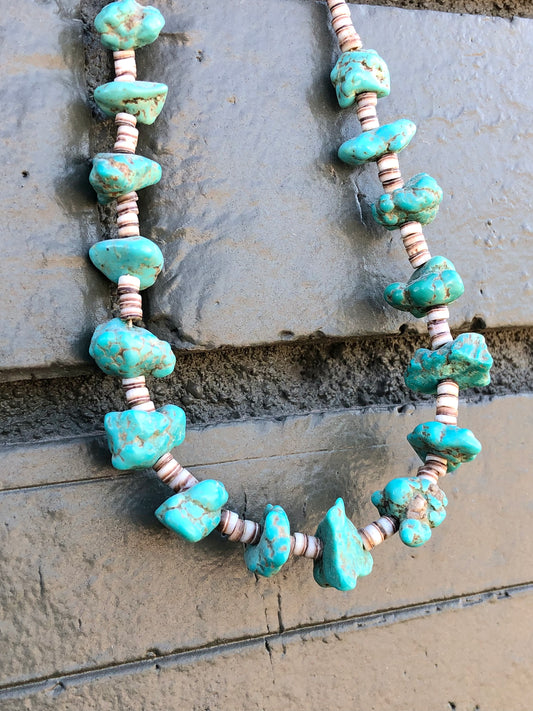 Sterling Turquoise+Heishi Necklace